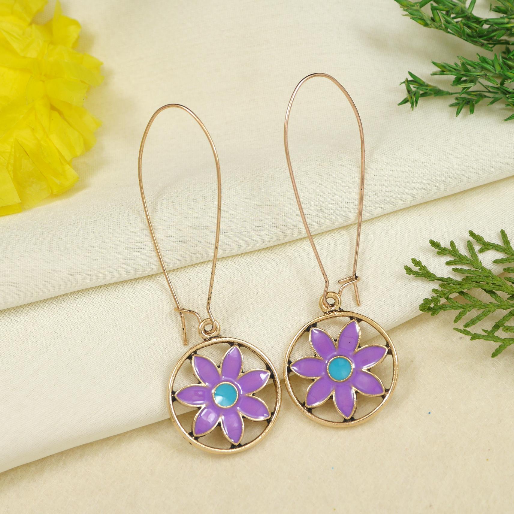 Antique Gold/Silver Plated Dual Coloured Enamel Dangler Earring