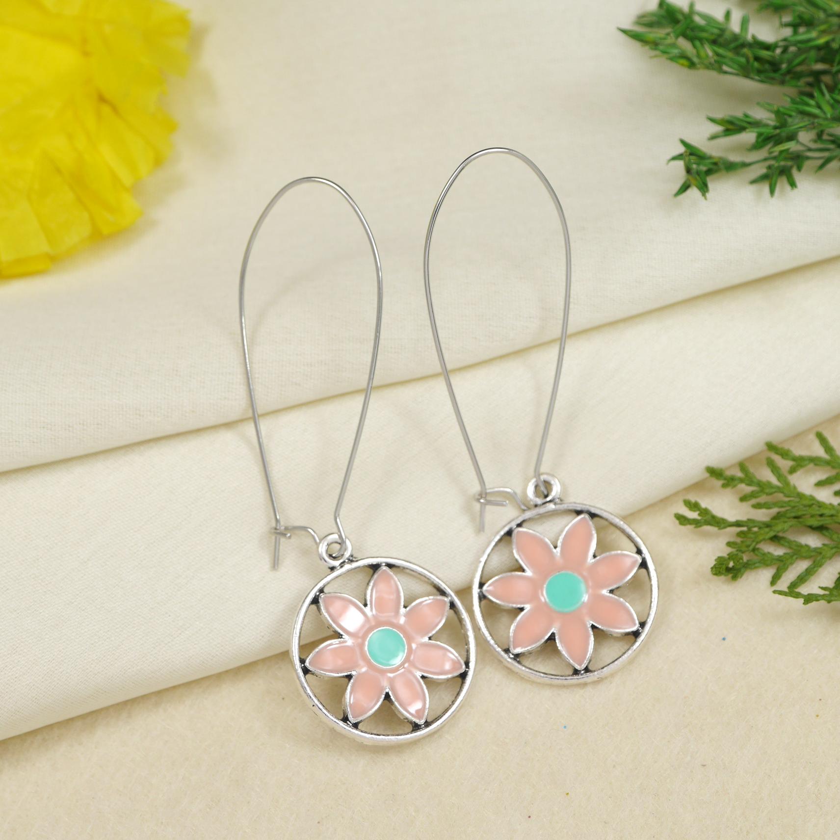 Antique Gold/Silver Plated Dual Coloured Enamel Dangler Earring