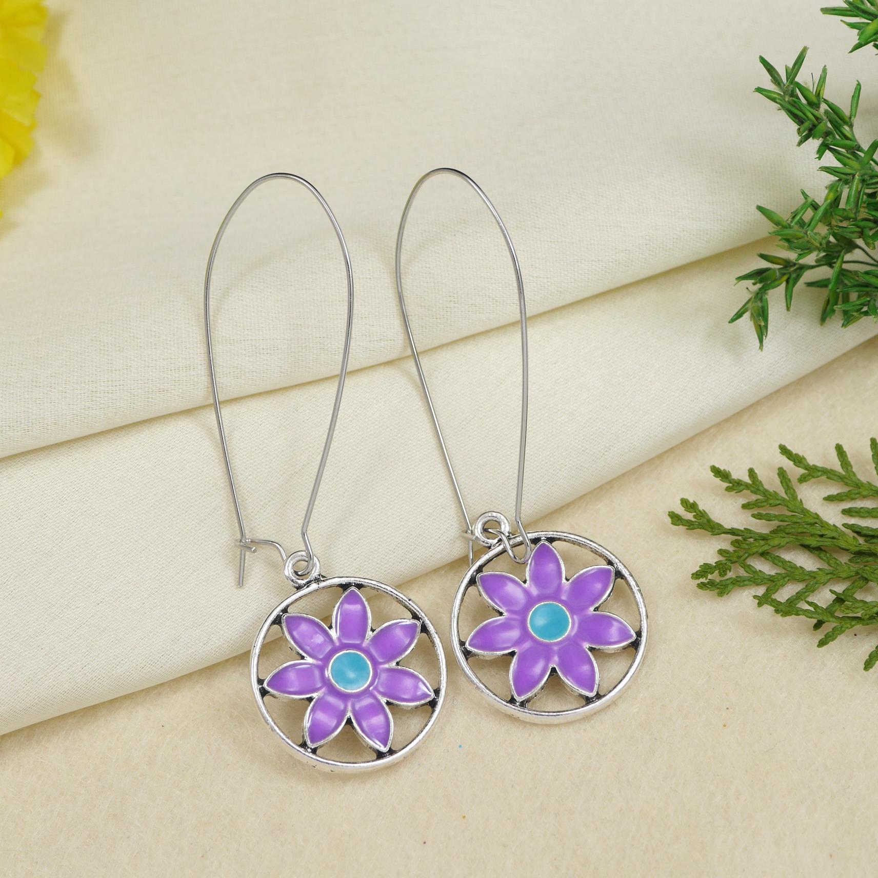 Antique Gold/Silver Plated Dual Coloured Enamel Dangler Earring