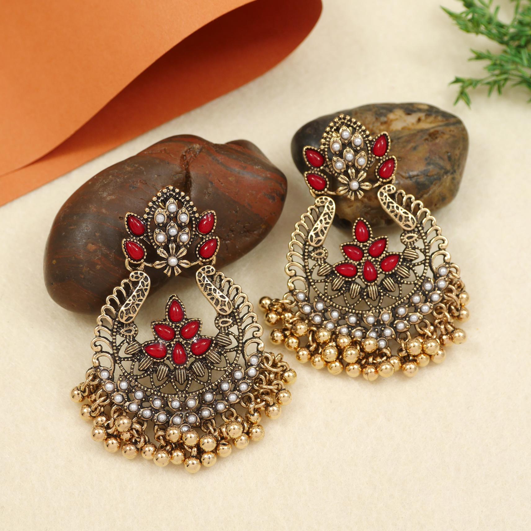 Antique Gold/Silver Plated Dual Coloured Enamel Dangler Earring