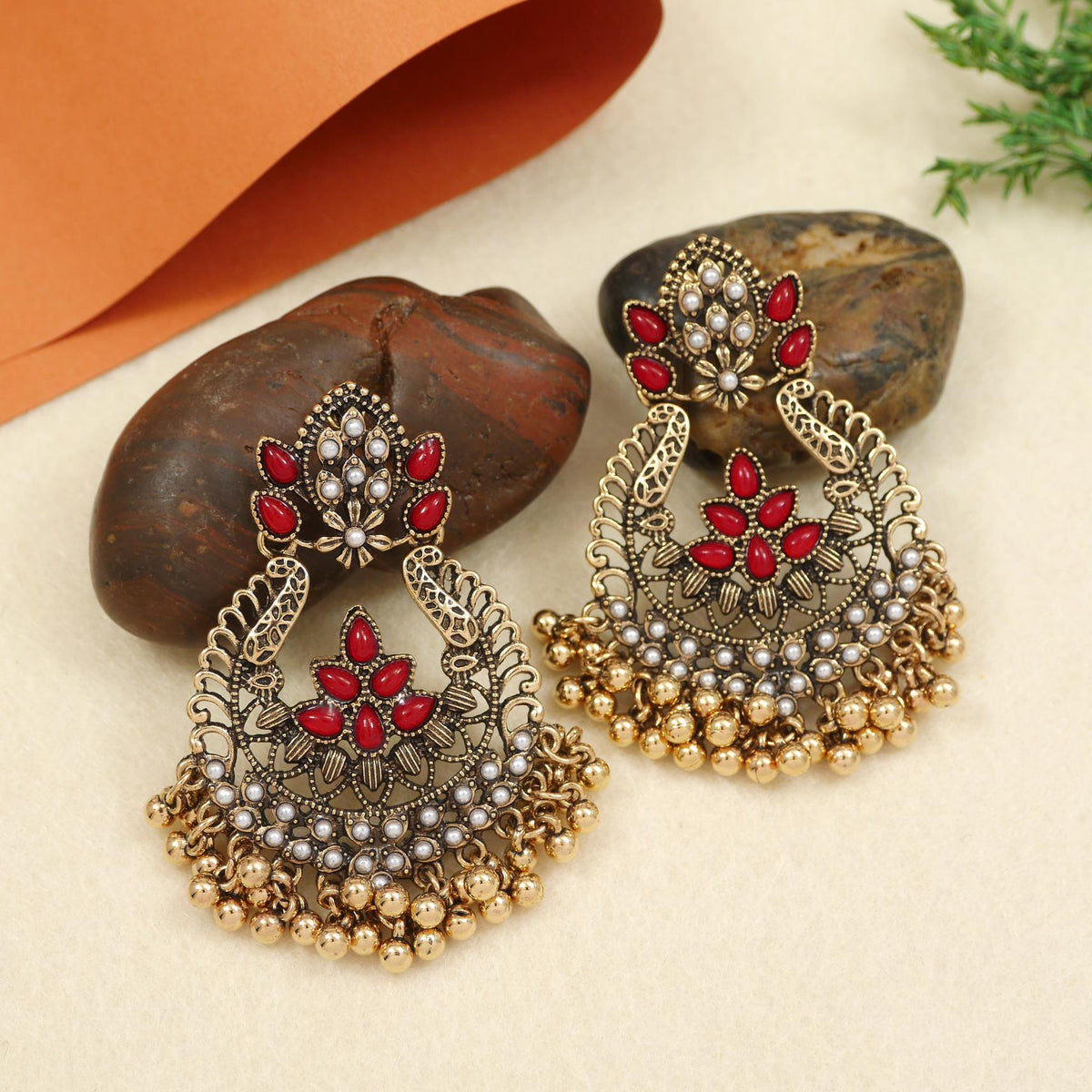 Antique Gold/Silver Plated Dual Coloured Enamel Dangler Earring