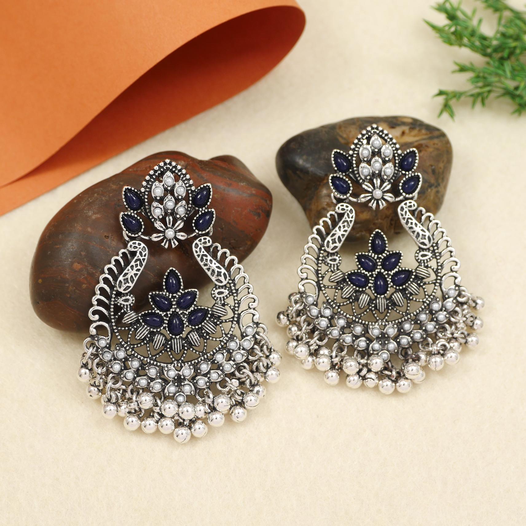 Antique Gold/Silver Plated Dual Coloured Enamel Dangler Earring