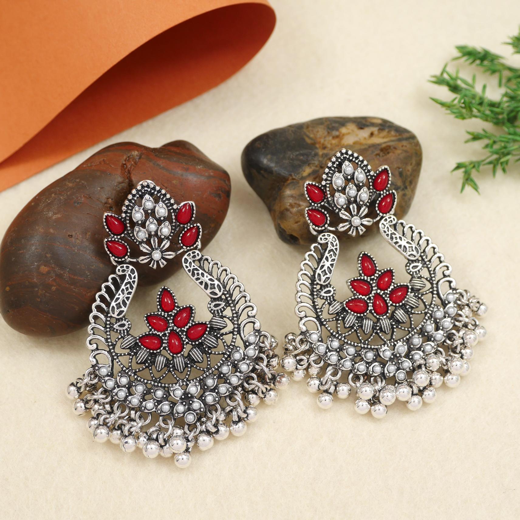 Antique Gold/Silver Plated Dual Coloured Enamel Dangler Earring