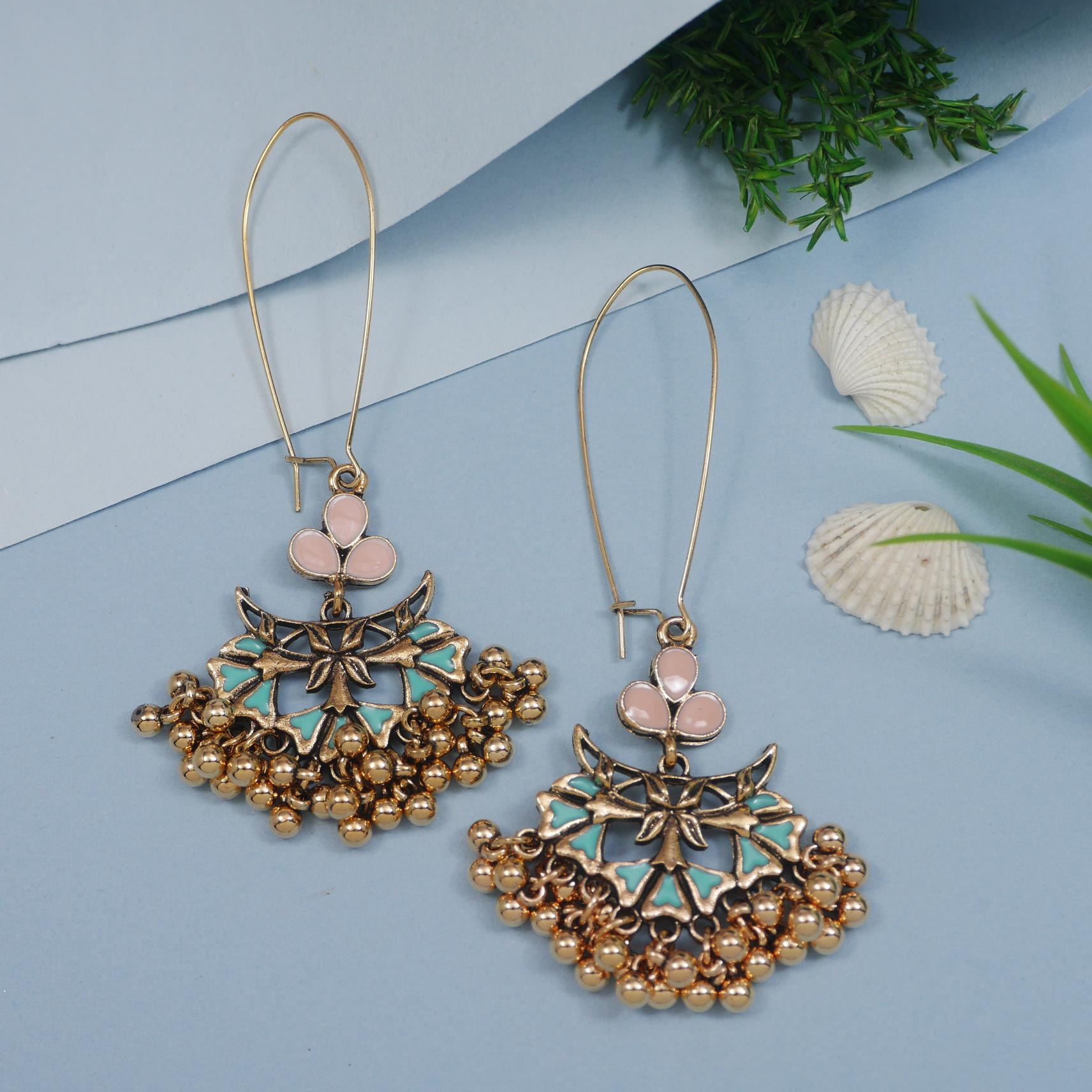 Antique Gold/Silver Plated Dual Coloured Enamel Dangler Earring