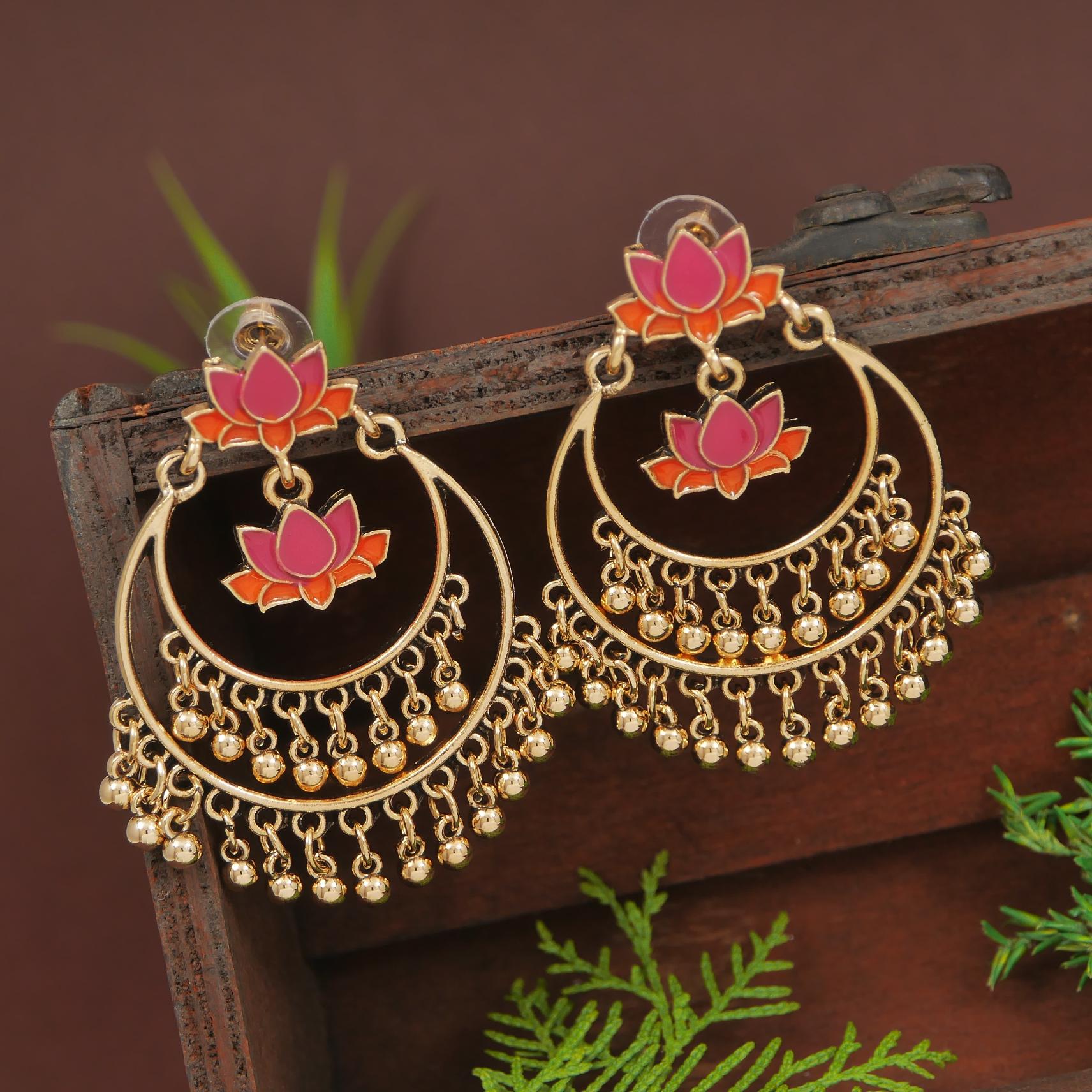 Antique Gold/Silver Plated Dual Coloured Enamel Dangler Earring