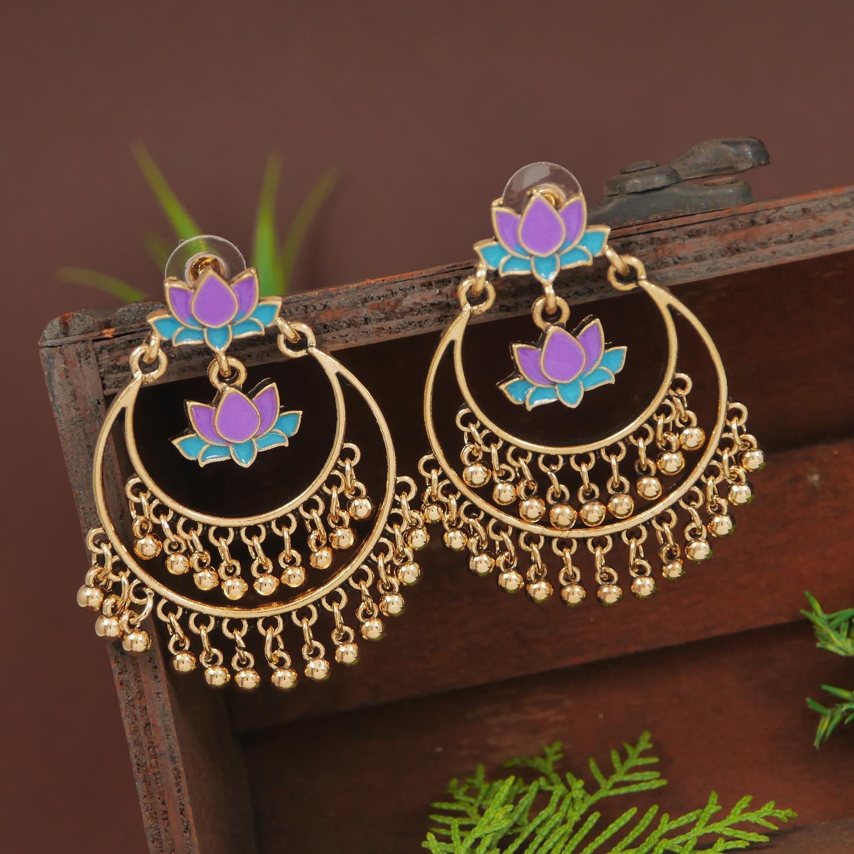 Antique Gold/Silver Plated Dual Coloured Enamel Dangler Earring