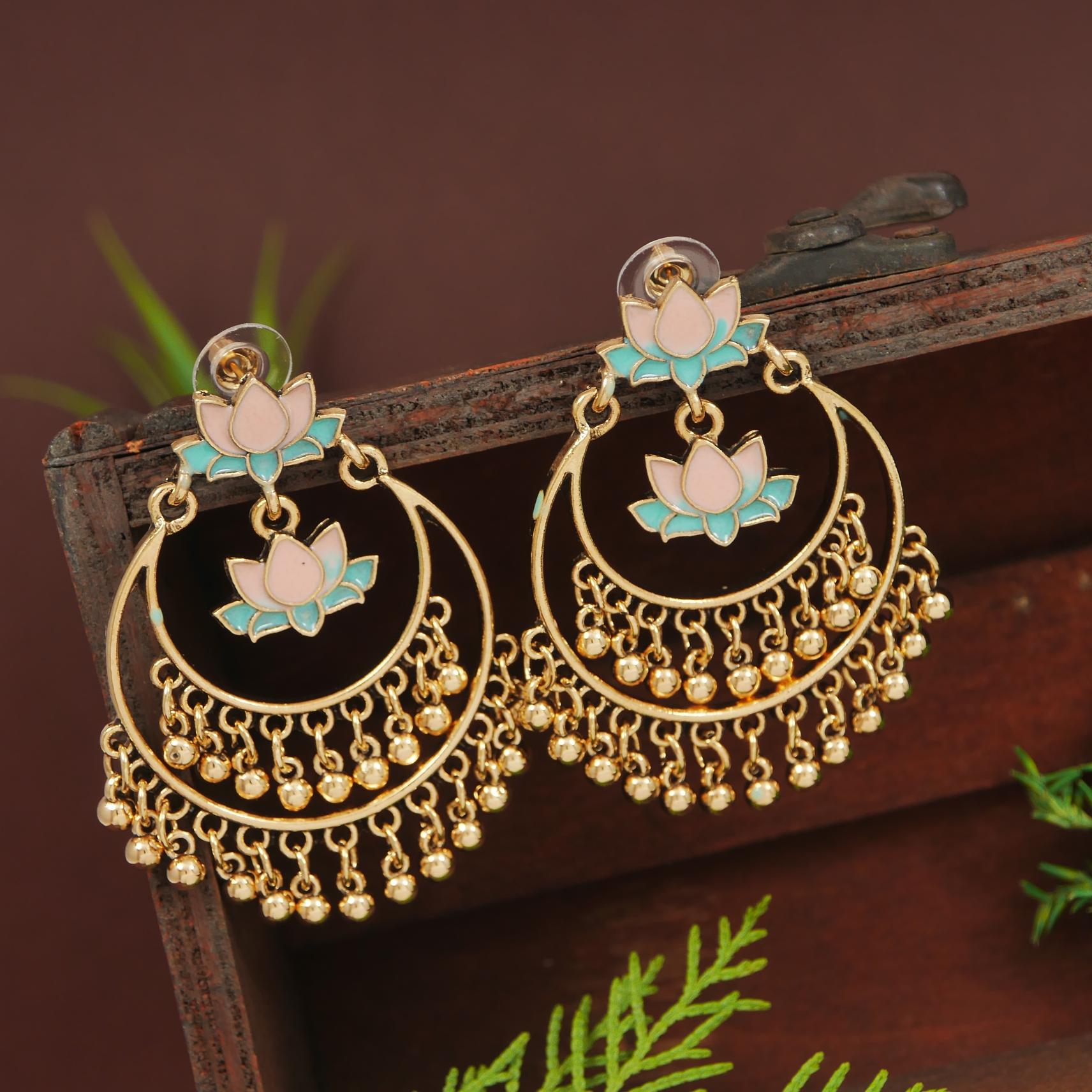 Antique Gold/Silver Plated Dual Coloured Enamel Dangler Earring