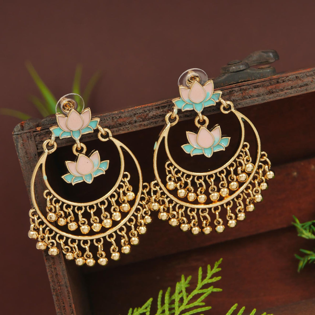 Antique Gold/Silver Plated Dual Coloured Enamel Dangler Earring