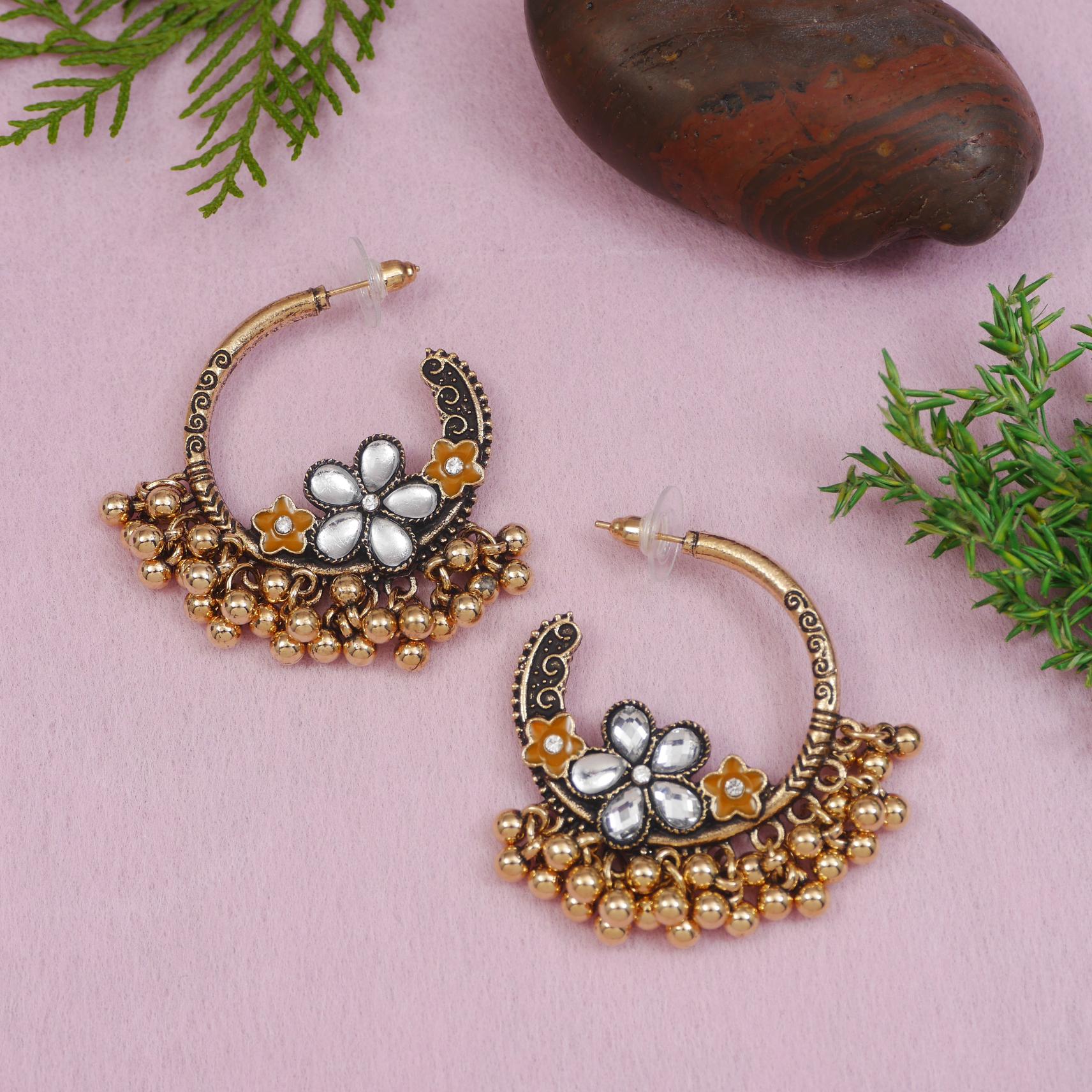 Antique Gold/Silver Plated Dual Coloured Enamel Dangler Earring