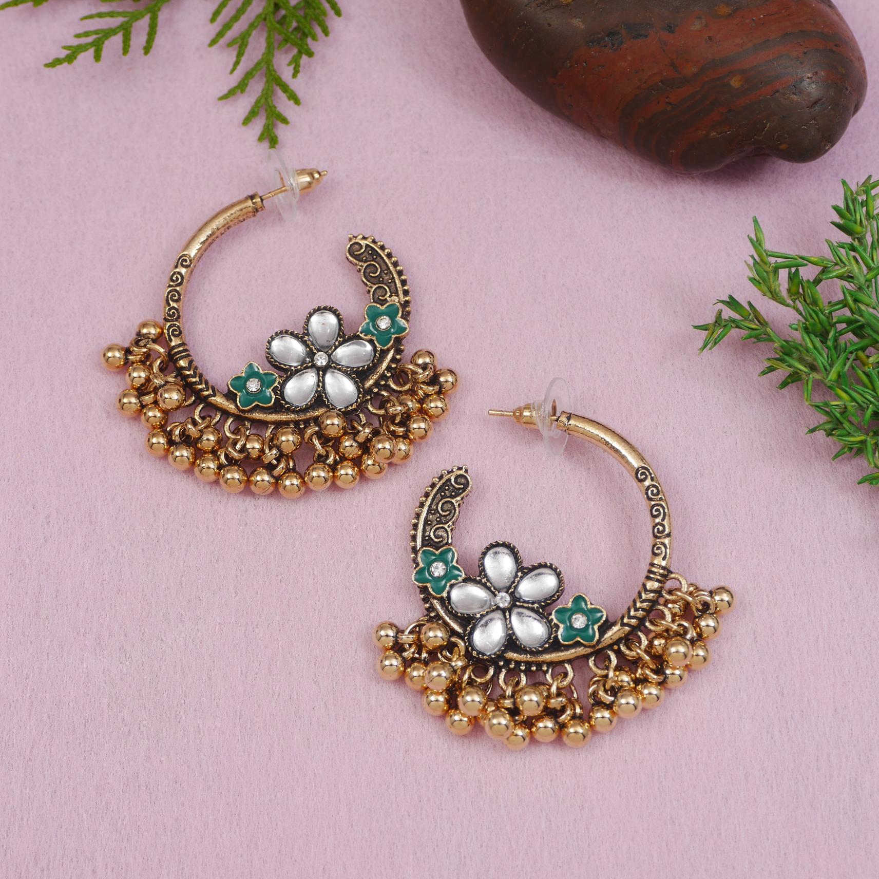Antique Gold/Silver Plated Dual Coloured Enamel Dangler Earring