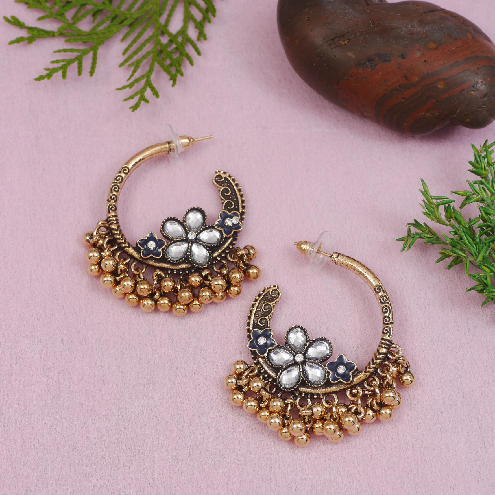 Antique Gold/Silver Plated Dual Coloured Enamel Dangler Earring