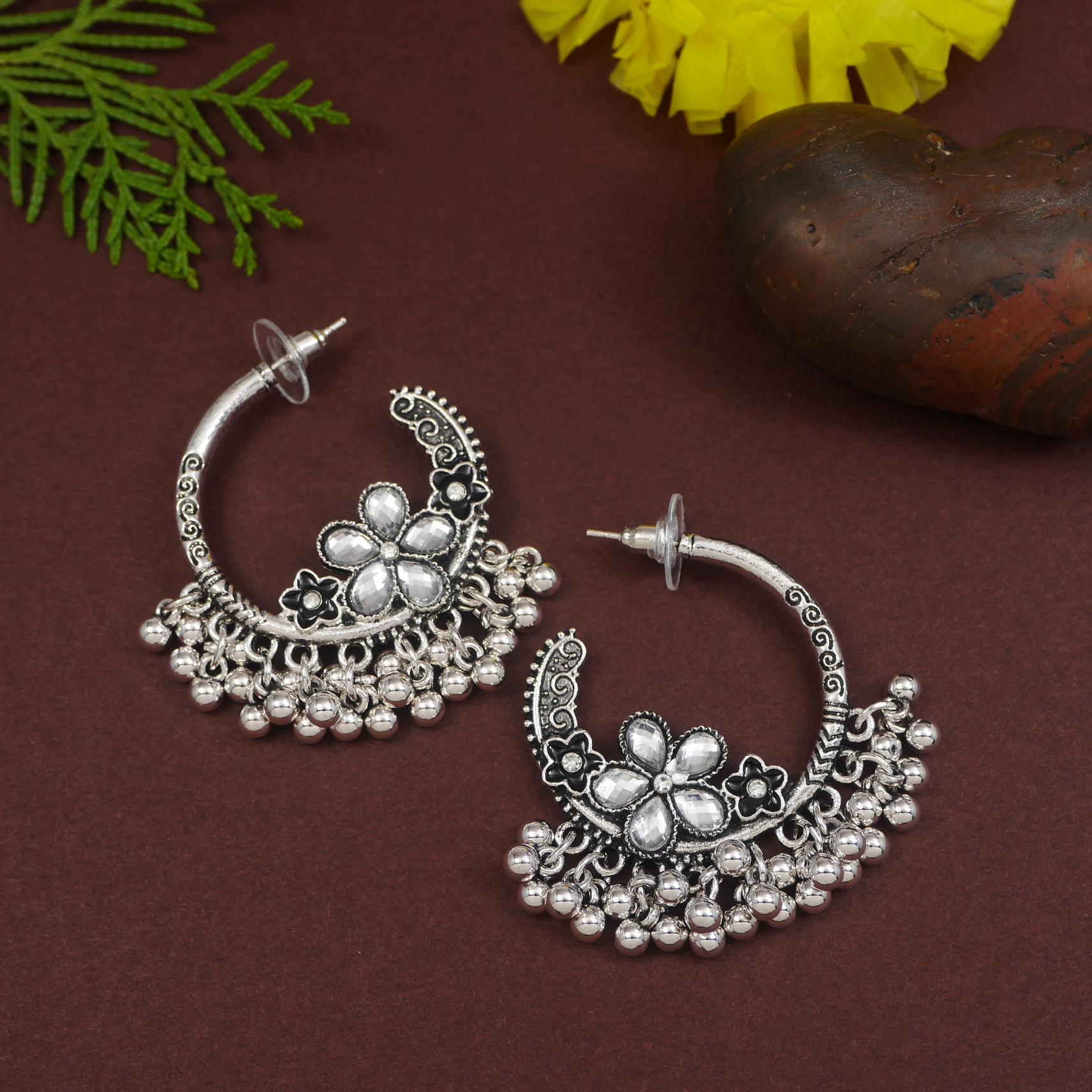 Antique Gold/Silver Plated Dual Coloured Enamel Dangler Earring