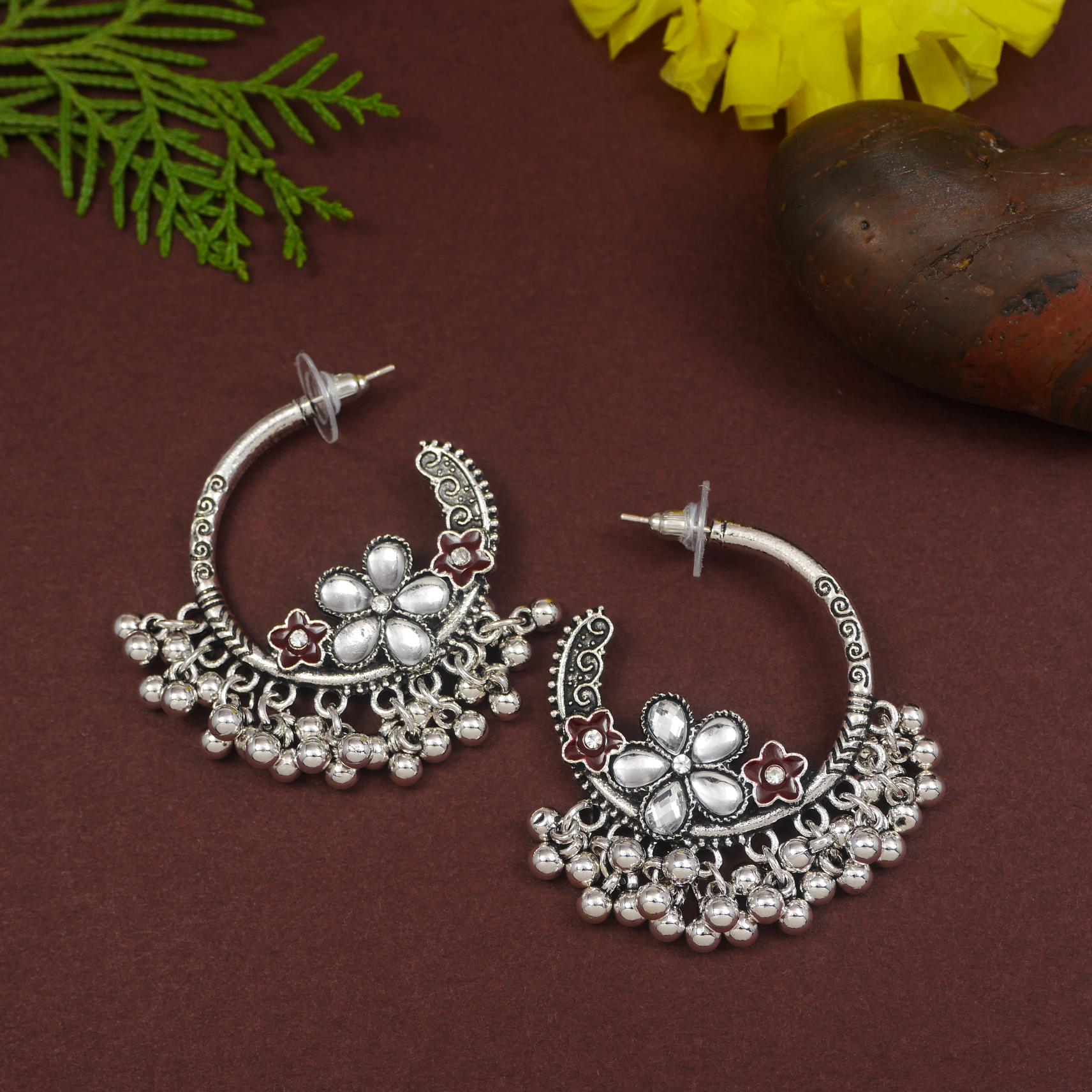 Antique Gold/Silver Plated Dual Coloured Enamel Dangler Earring