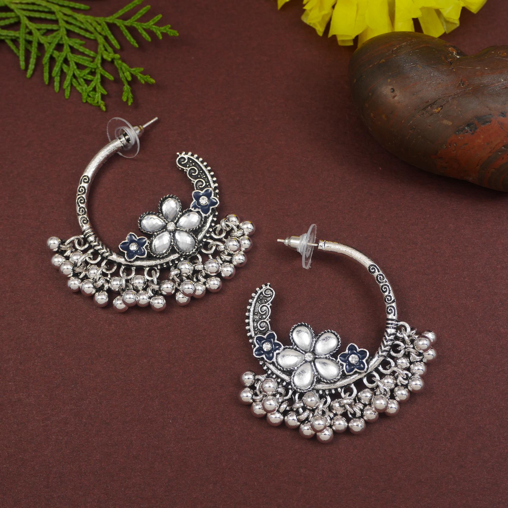 Antique Gold/Silver Plated Dual Coloured Enamel Dangler Earring