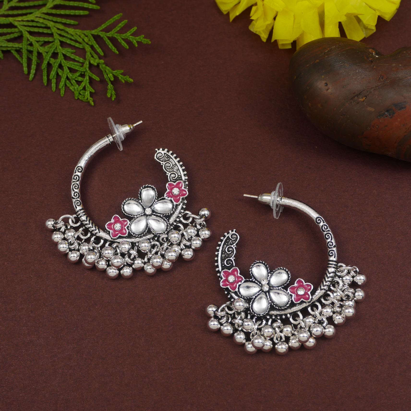 Antique Gold/Silver Plated Dual Coloured Enamel Dangler Earring