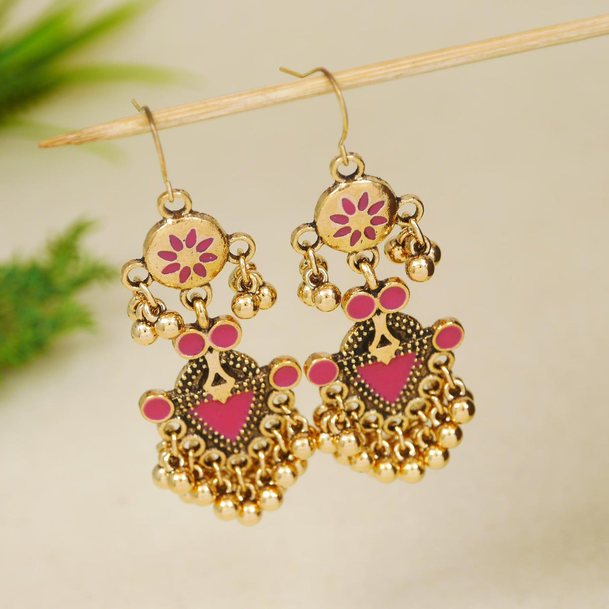 The Tiered Pagoda Lanterns Antique Gold/Silver Plated Enamel Earring