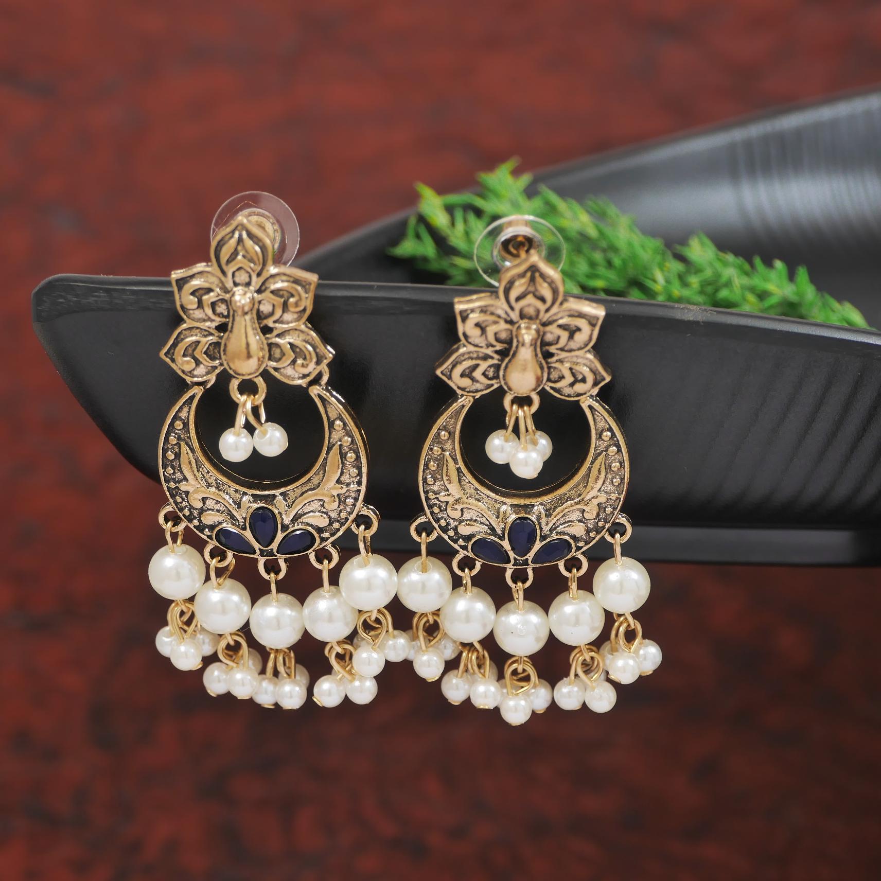 Antique Gold/Silver Plated Dual Coloured Enamel Dangler Earring