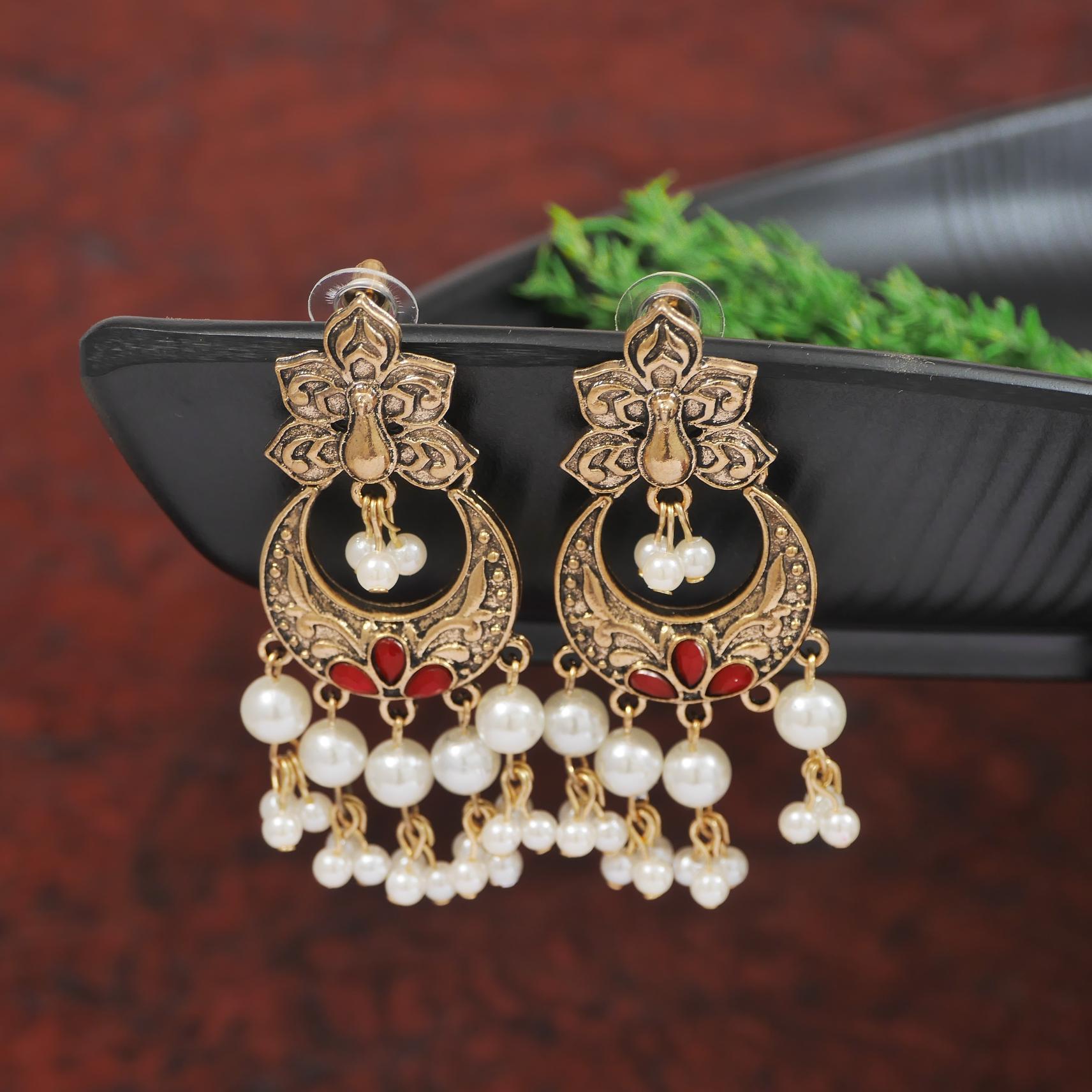 Antique Gold/Silver Plated Dual Coloured Enamel Dangler Earring