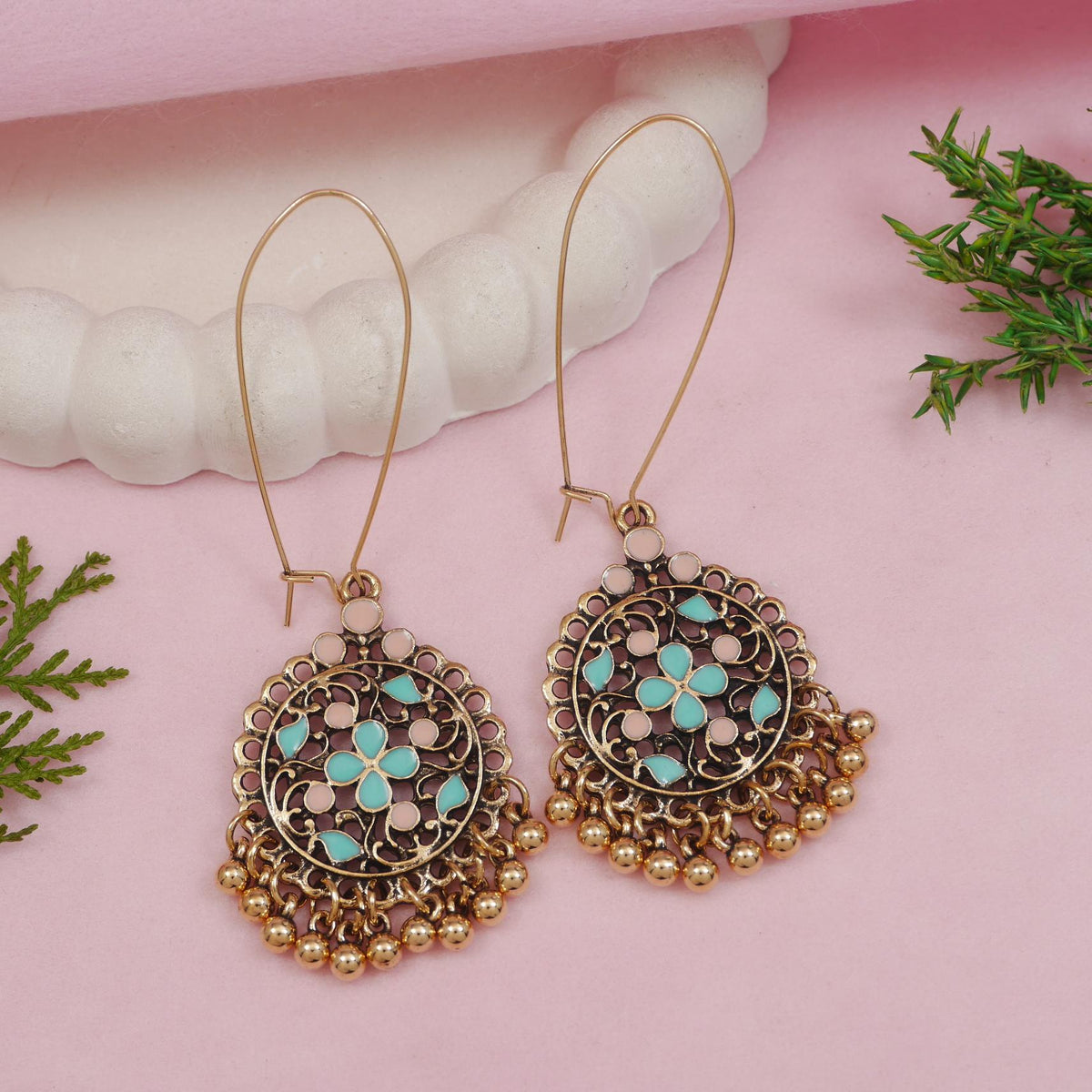The Heritage Mandala Wheels An Antique Gold/Silver Plated Dangler Earring