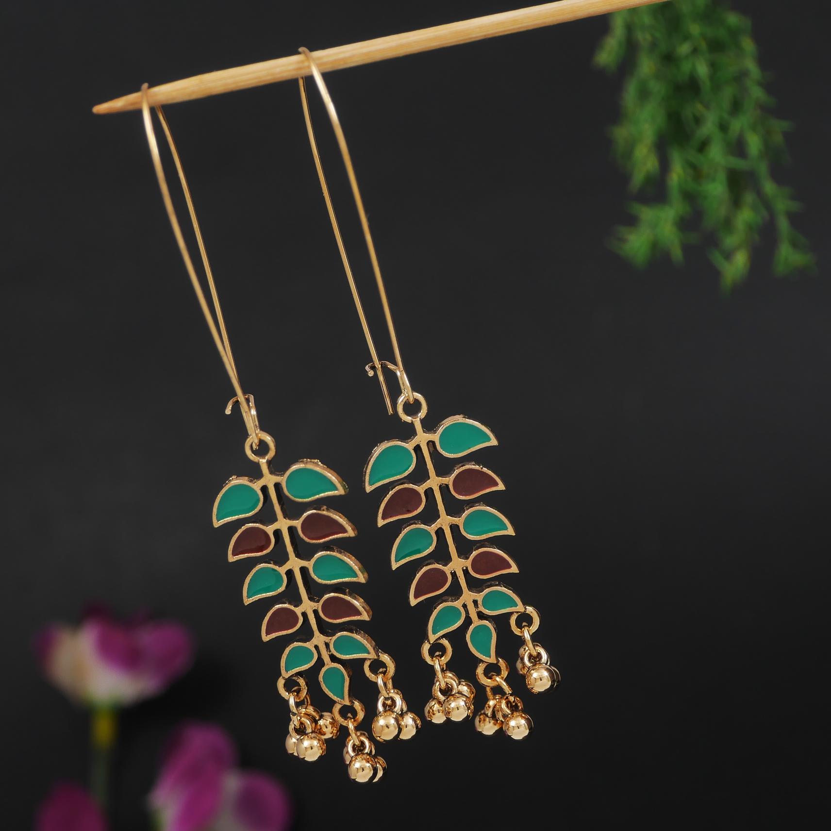 Antique Gold Plated Dual Coloured Enamel Dangler Earring