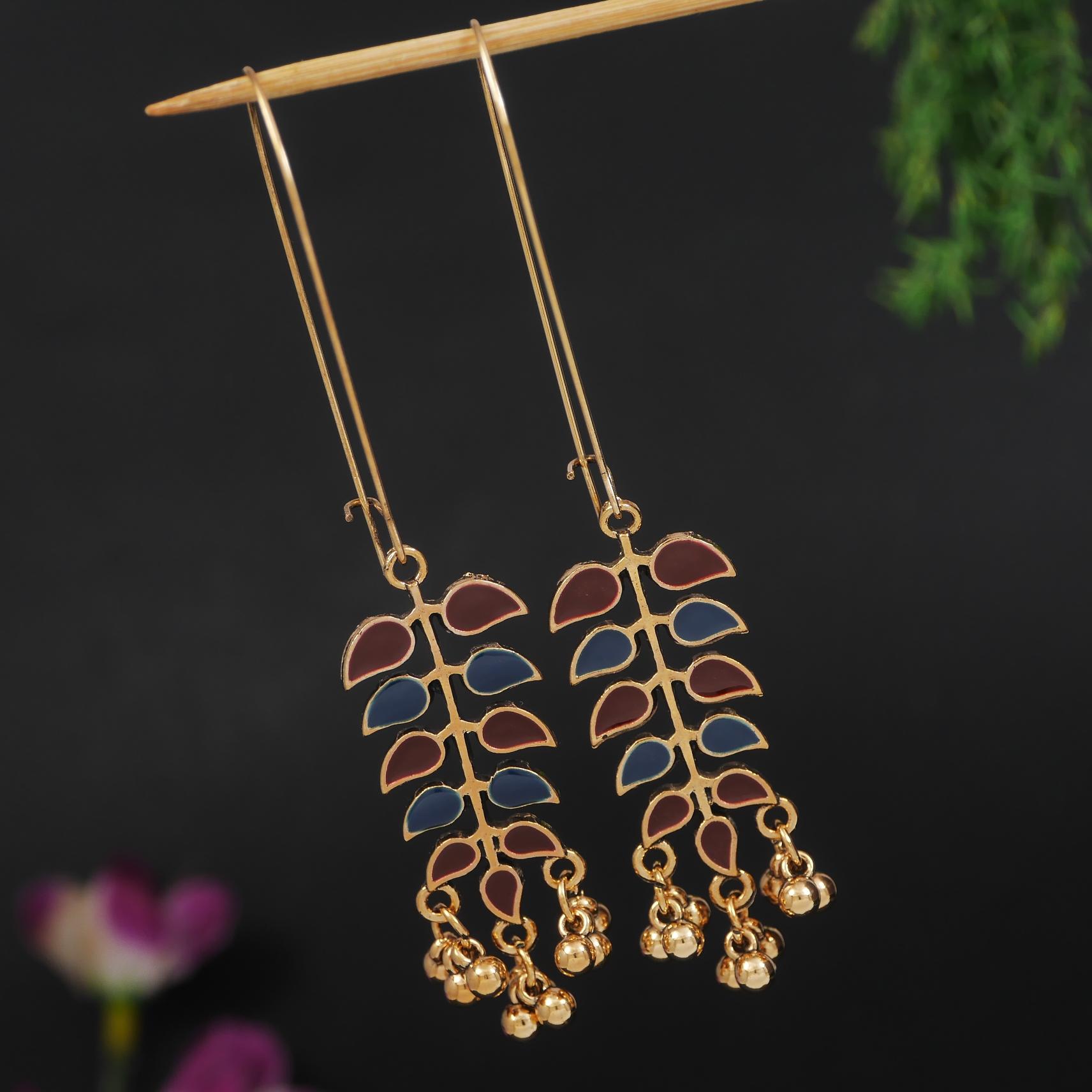 Antique Gold Plated Dual Coloured Enamel Dangler Earring