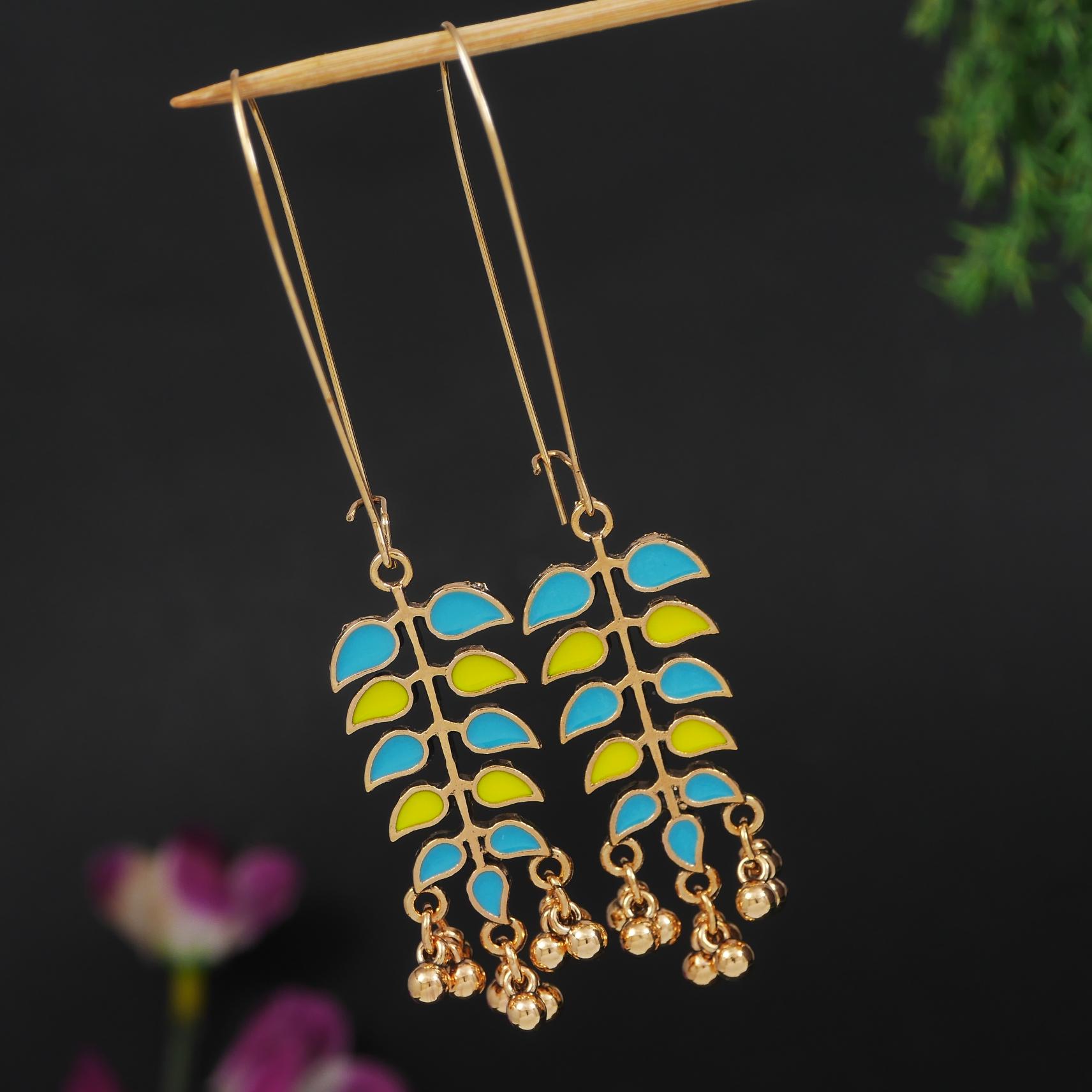 Antique Gold Plated Dual Coloured Enamel Dangler Earring