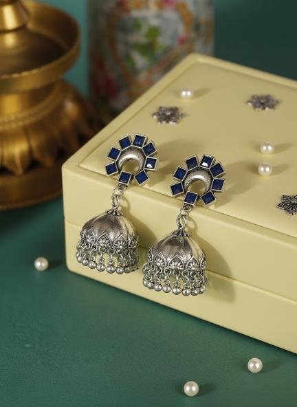 Antique Gold/Silver Plated Dual Coloured Enamel Dangler Earring