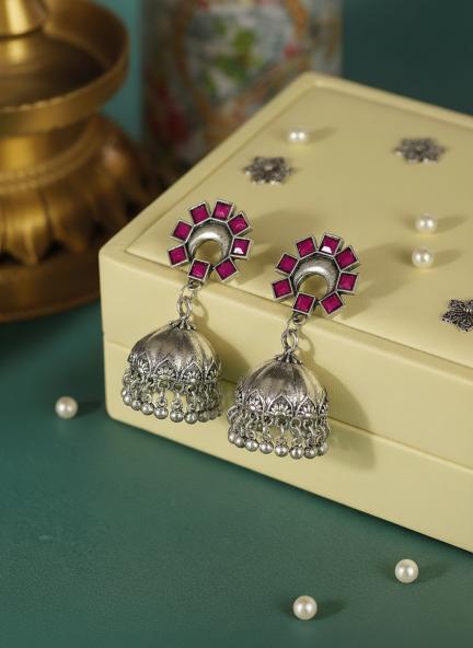 Antique Gold/Silver Plated Dual Coloured Enamel Dangler Earring