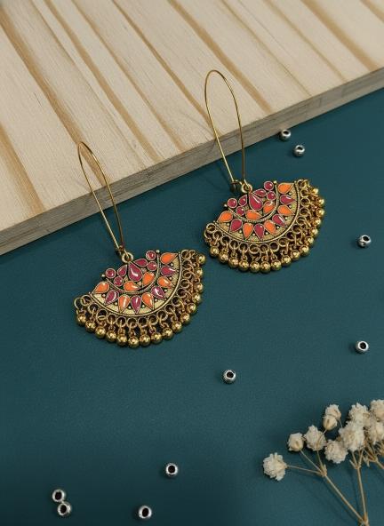 Antique Gold/Silver Plated Dual Coloured Enamel Dangler Earring