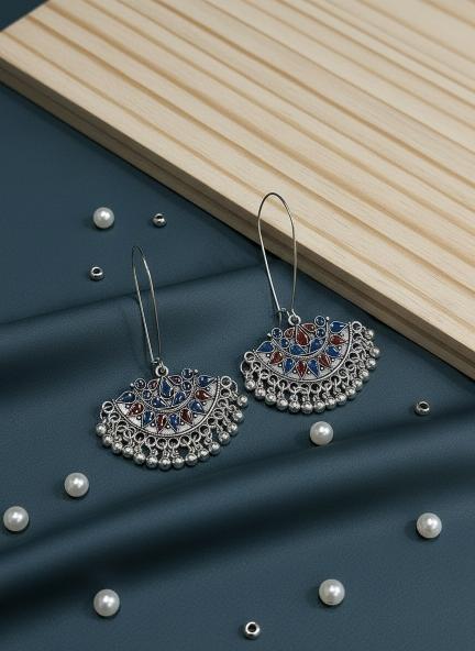 Antique Gold/Silver Plated Dual Coloured Enamel Dangler Earring