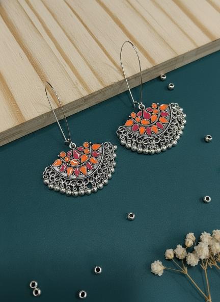 Antique Gold/Silver Plated Dual Coloured Enamel Dangler Earring