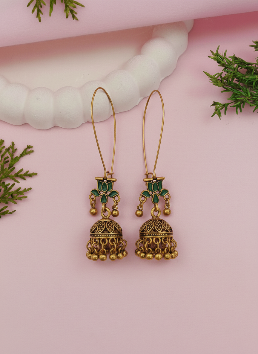 Antique Gold/Silver Plated Dual Coloured Enamel Dangler Earring