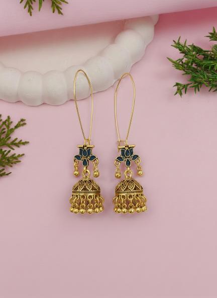 Antique Gold/Silver Plated Dual Coloured Enamel Dangler Earring