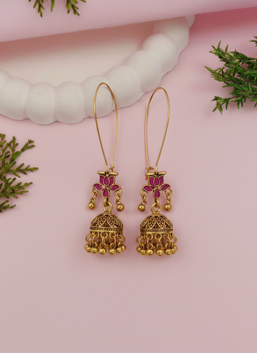 Antique Gold/Silver Plated Dual Coloured Enamel Dangler Earring