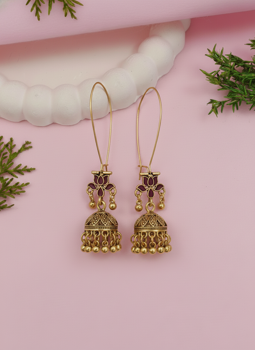 Antique Gold/Silver Plated Dual Coloured Enamel Dangler Earring