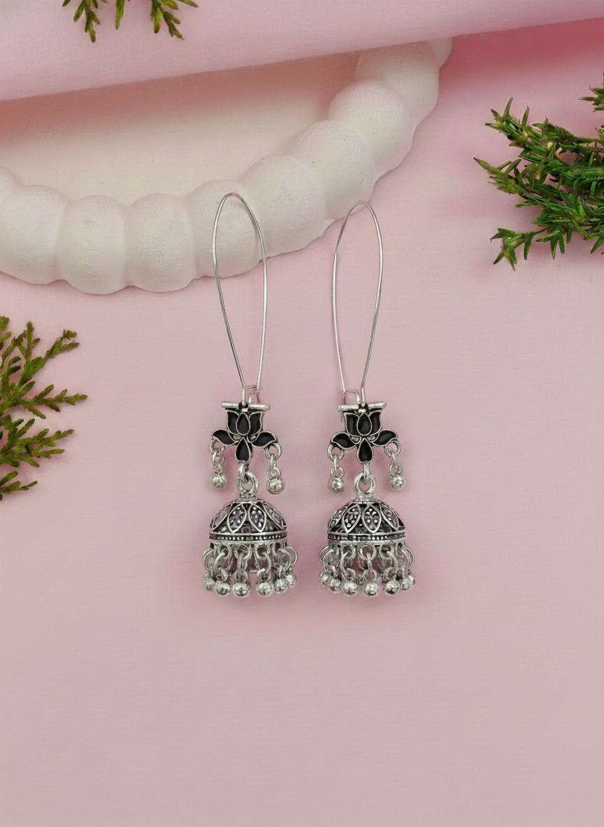 Antique Gold/Silver Plated Dual Coloured Enamel Dangler Earring