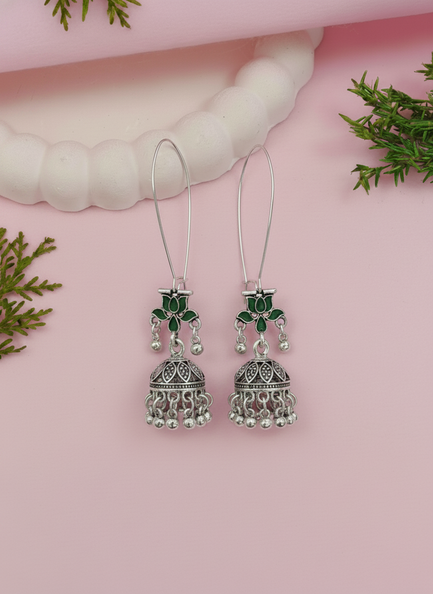 Antique Gold/Silver Plated Dual Coloured Enamel Dangler Earring