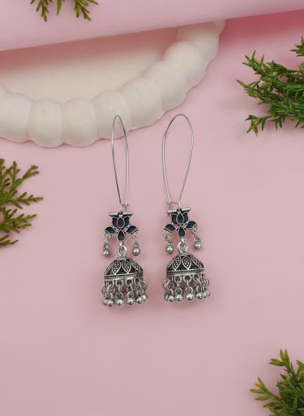 Antique Gold/Silver Plated Dual Coloured Enamel Dangler Earring