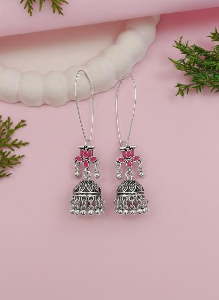 Antique Gold/Silver Plated Dual Coloured Enamel Dangler Earring