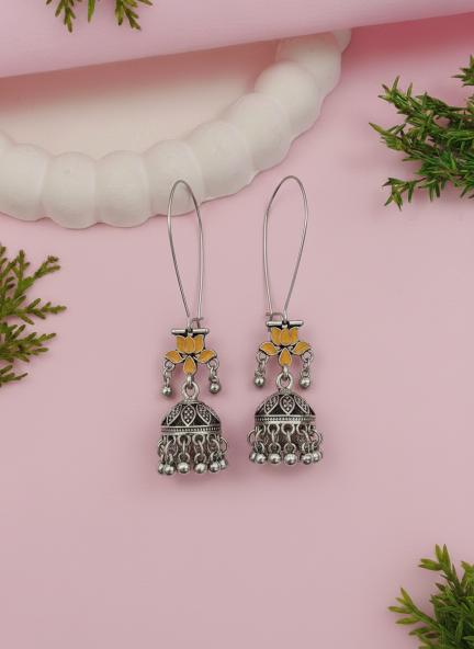 Antique Gold/Silver Plated Dual Coloured Enamel Dangler Earring