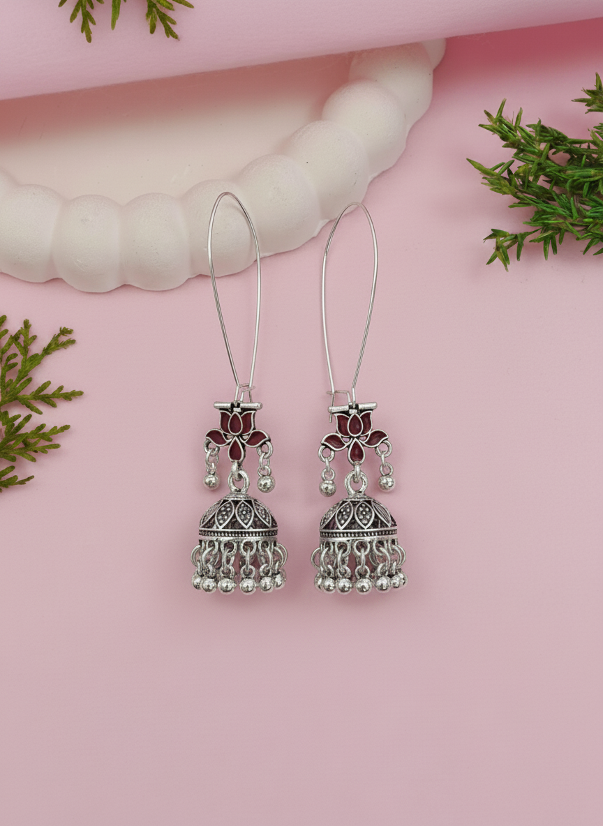 Antique Gold/Silver Plated Dual Coloured Enamel Dangler Earring