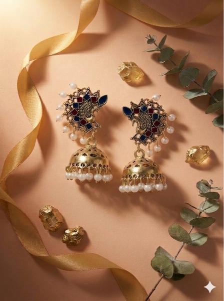 Antique Gold/Silver Plated Dual Coloured Enamel Dangler Earring