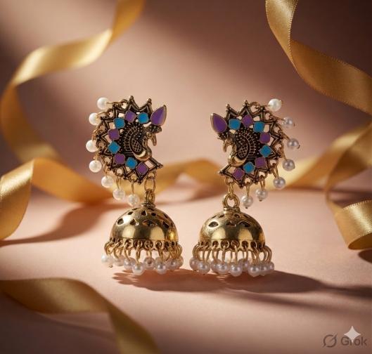 Antique Gold/Silver Plated Dual Coloured Enamel Dangler Earring