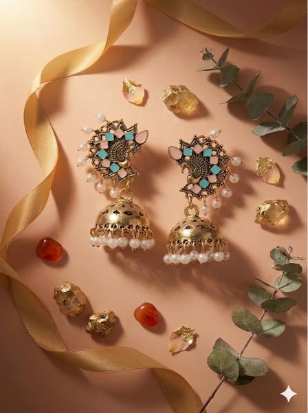 Antique Gold/Silver Plated Dual Coloured Enamel Dangler Earring