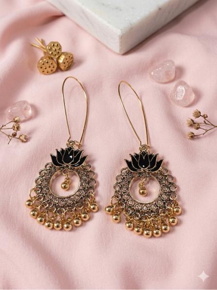 Antique Gold/Silver Plated Dual Coloured Enamel Dangler Earring