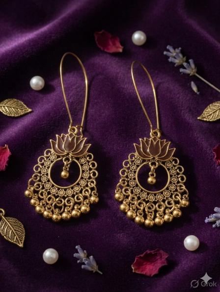 Antique Gold/Silver Plated Dual Coloured Enamel Dangler Earring