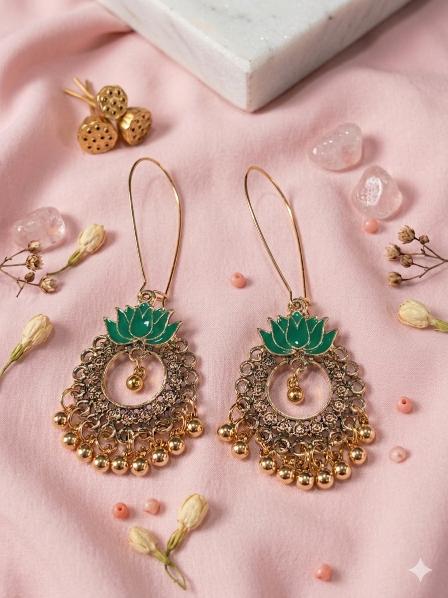 Antique Gold/Silver Plated Dual Coloured Enamel Dangler Earring