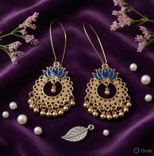 Antique Gold/Silver Plated Dual Coloured Enamel Dangler Earring