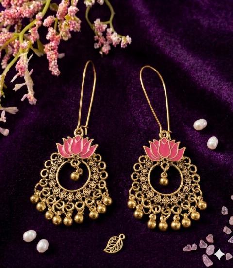 Antique Gold/Silver Plated Dual Coloured Enamel Dangler Earring