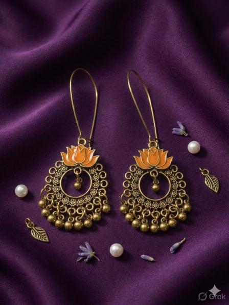 Antique Gold/Silver Plated Dual Coloured Enamel Dangler Earring